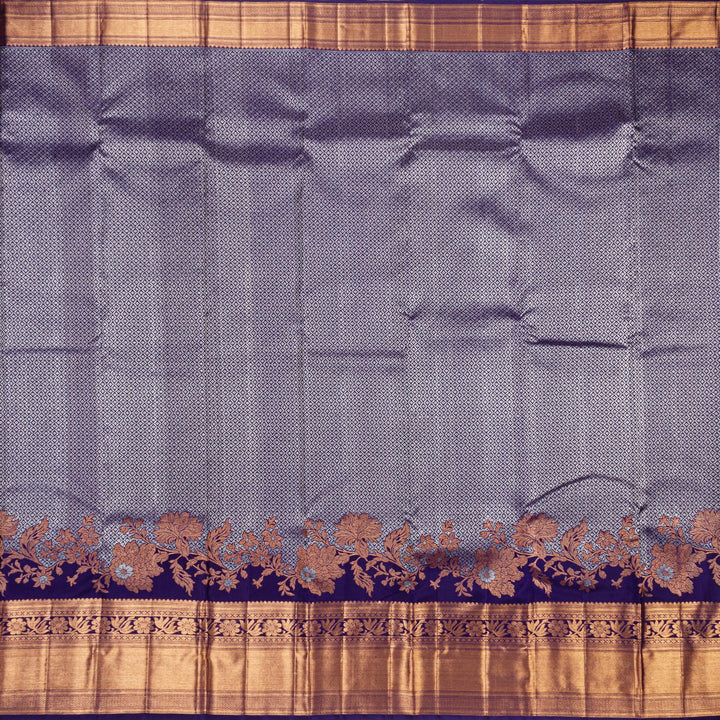 Kuberan Grey Navy Blue Kanchipuram Silk Saree