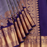 Kuberan Grey Navy Blue Kanchipuram Silk Saree