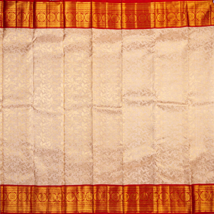 Kuberan Cream Red Kanchipuram Silk Saree