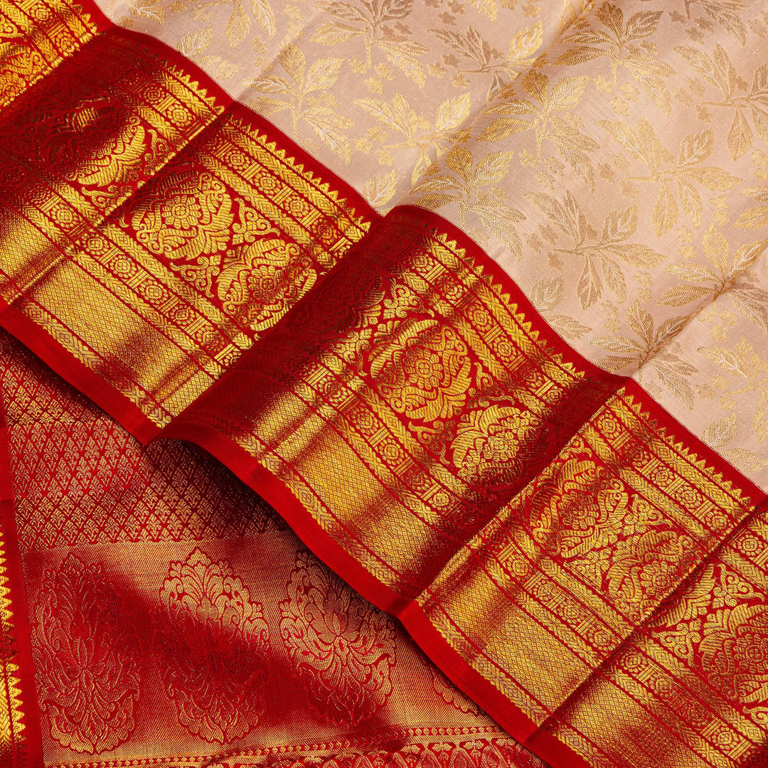 Kuberan Cream Red Kanchipuram Silk Saree
