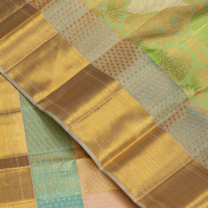 Kuberan Orange Green Kanchipuram Silk Saree