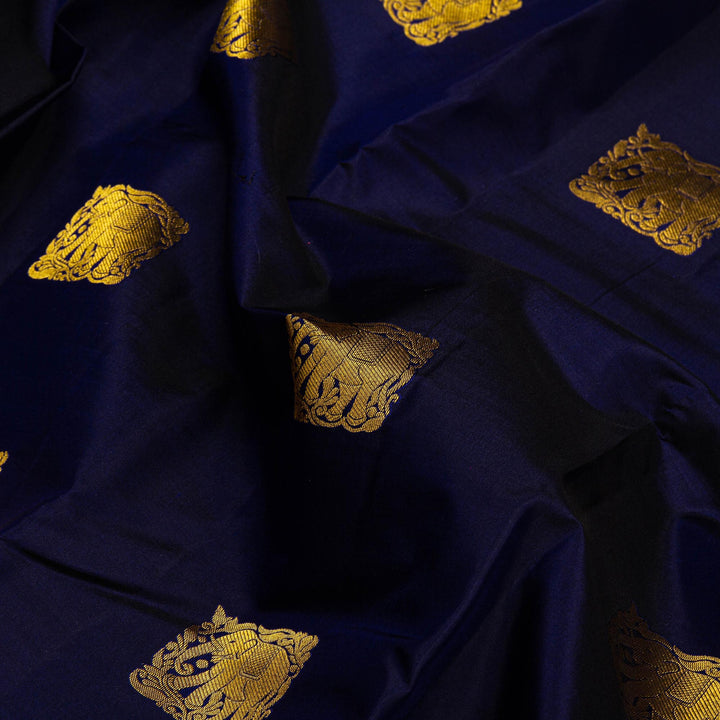 Kuberan Navy Blue Pure Silk Saree