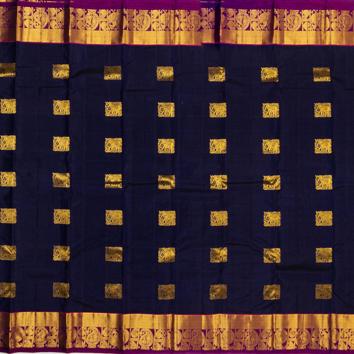 Kuberan Navy Blue Pure Silk Saree