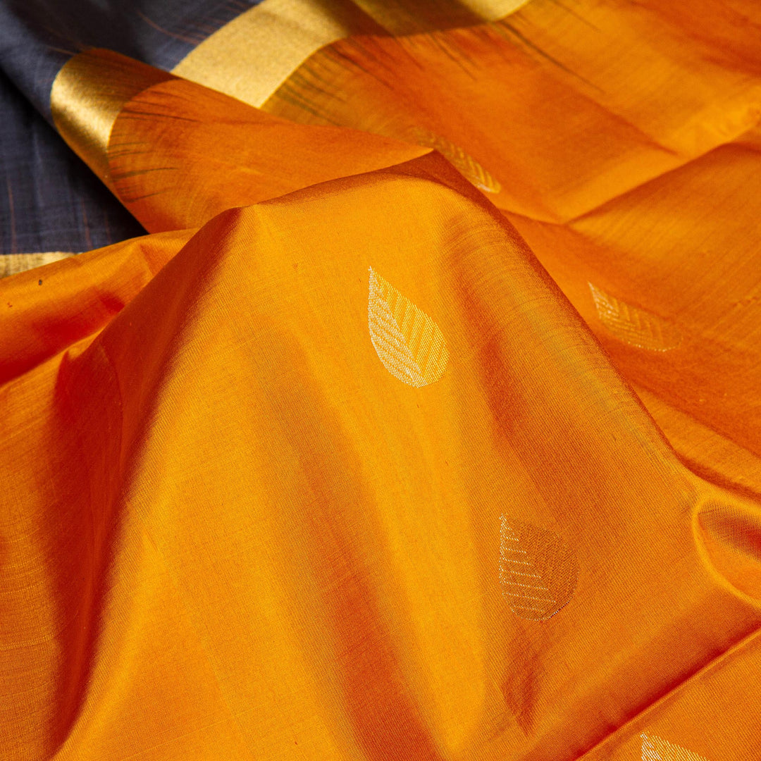 Kuberan Yellow Grey Pure Silk Saree
