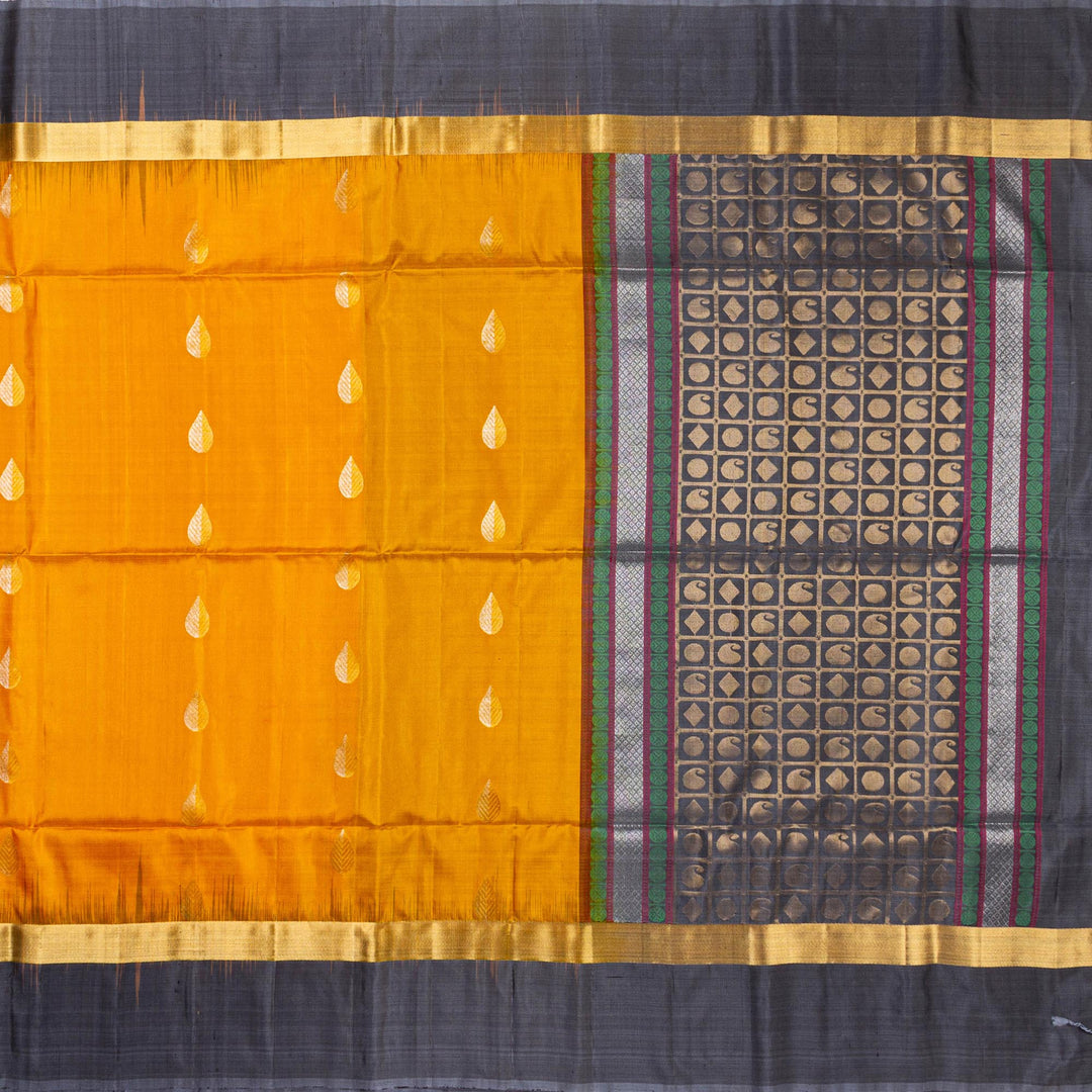 Kuberan Yellow Grey Pure Silk Saree