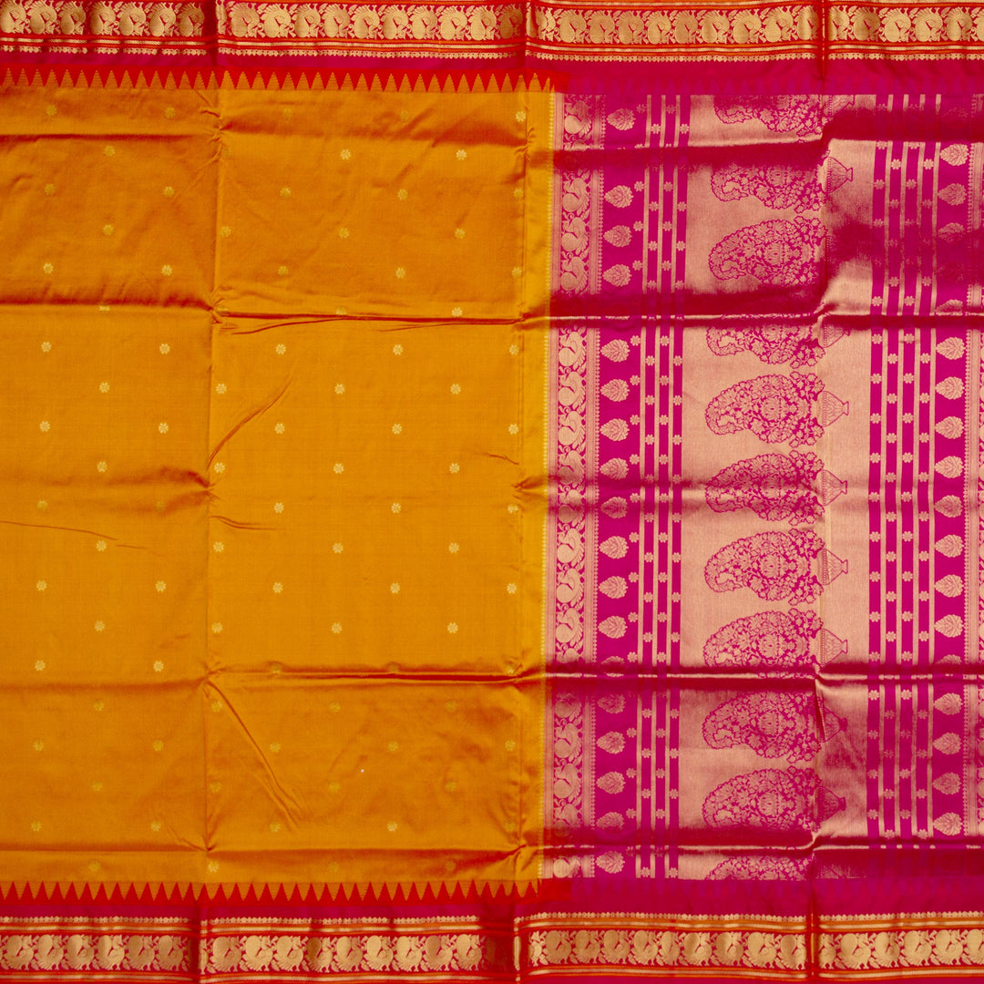 Kuberan Mustard Pink Paithani Silk Saree