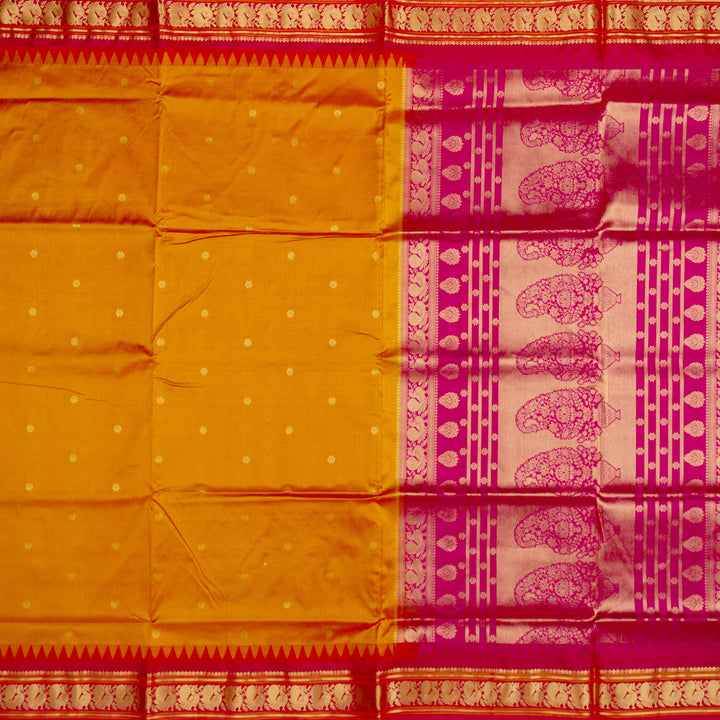 Kuberan Mustard Pink Paithani Silk Saree