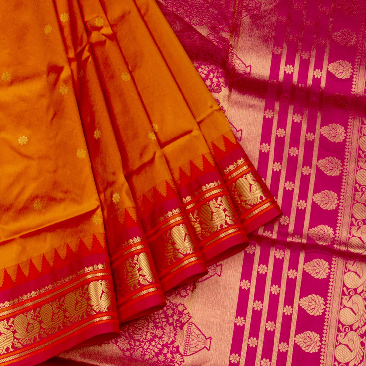 Kuberan Mustard Pink Paithani Silk Saree