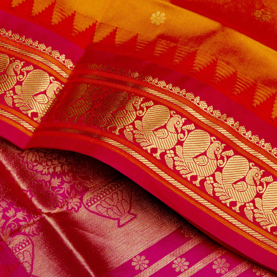 Kuberan Mustard Pink Paithani Silk Saree