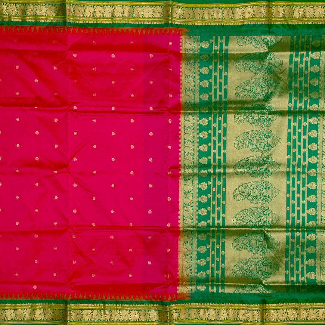Kuberan Saffron Green Paithani Silk Saree