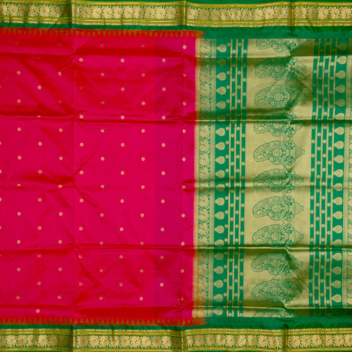 Kuberan Saffron Green Paithani Silk Saree