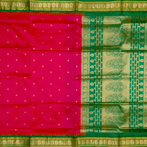 Kuberan Saffron Green Paithani Silk Saree