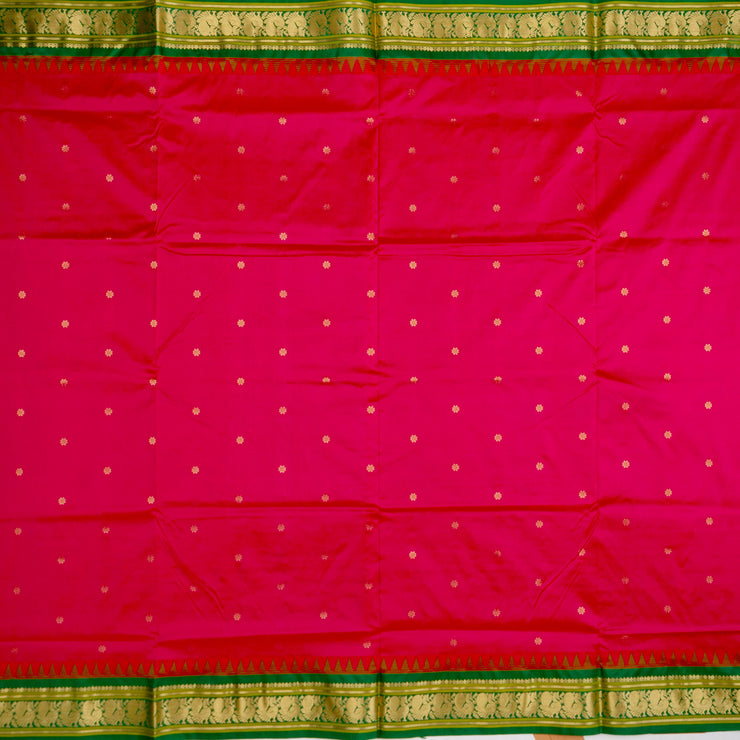 Kuberan Saffron Green Paithani Silk Saree