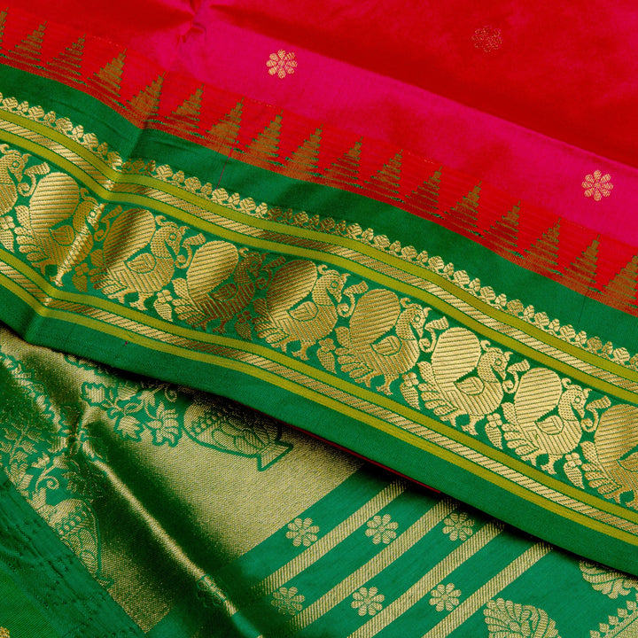 Kuberan Saffron Green Paithani Silk Saree