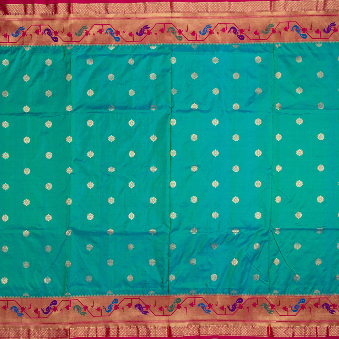 Kuberan Blue Pink Paithani Silk Saree