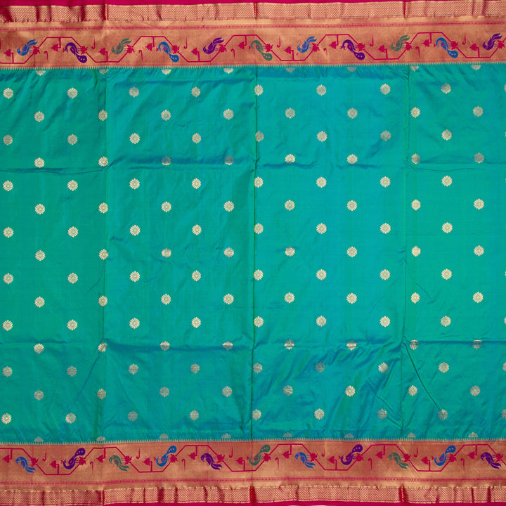 Kuberan Blue Pink Paithani Silk Saree