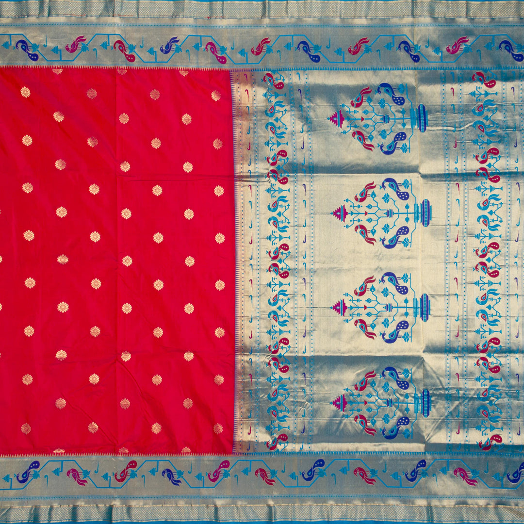 Kuberan Red Blue Paithani Silk Saree