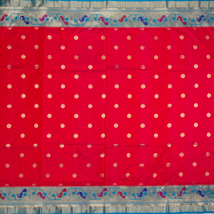Kuberan Red Blue Paithani Silk Saree