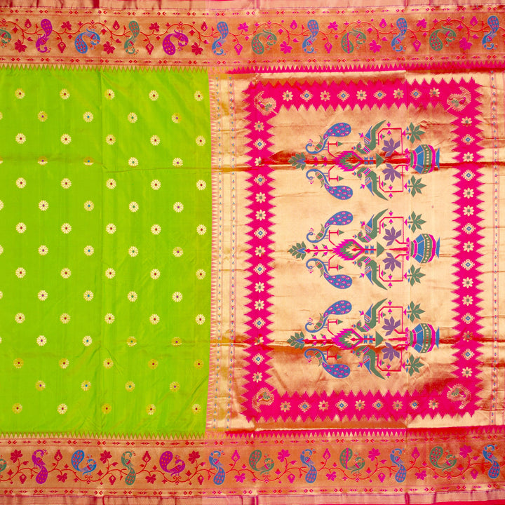 Parrot Green Paithani Silk Saree