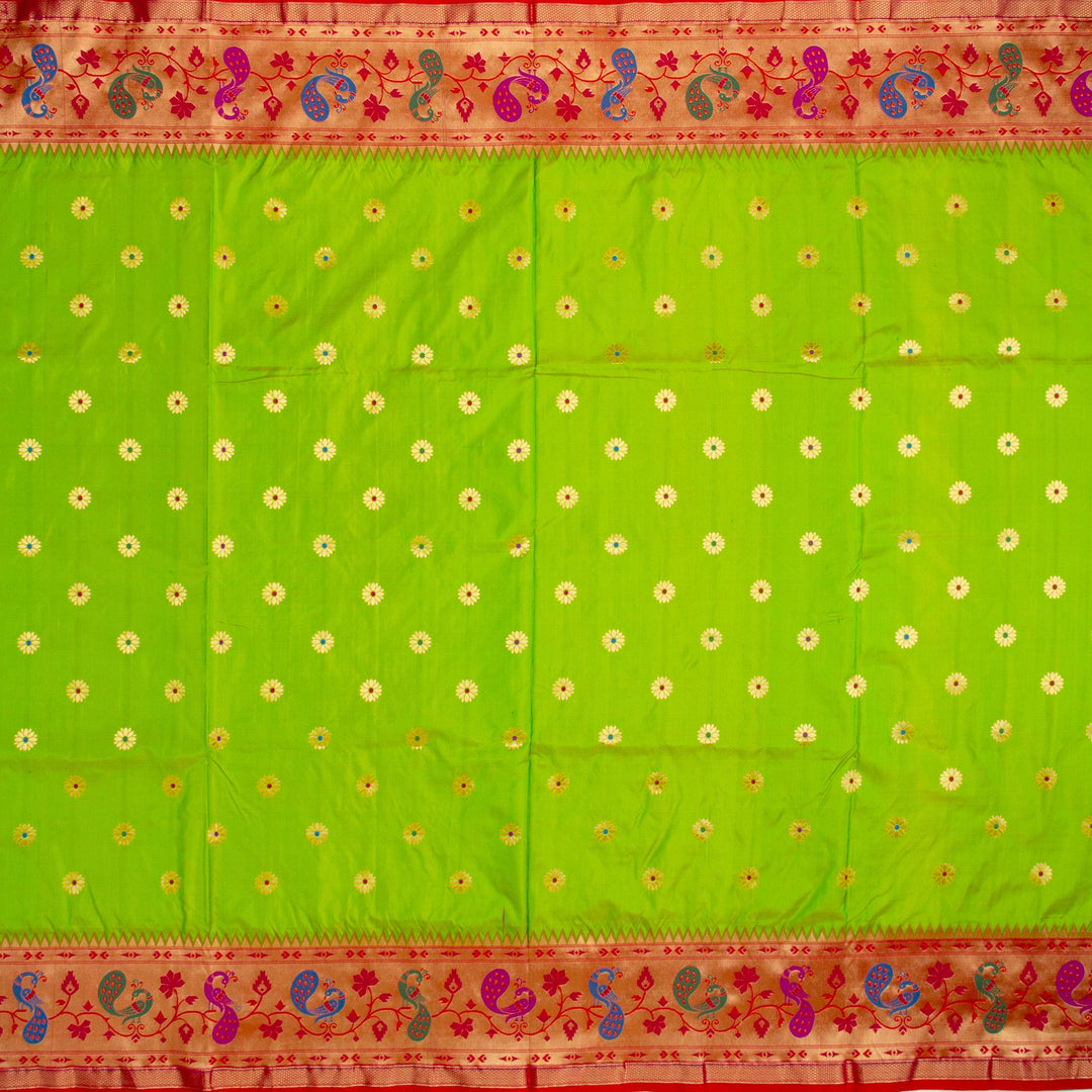 Parrot Green Paithani Silk Saree