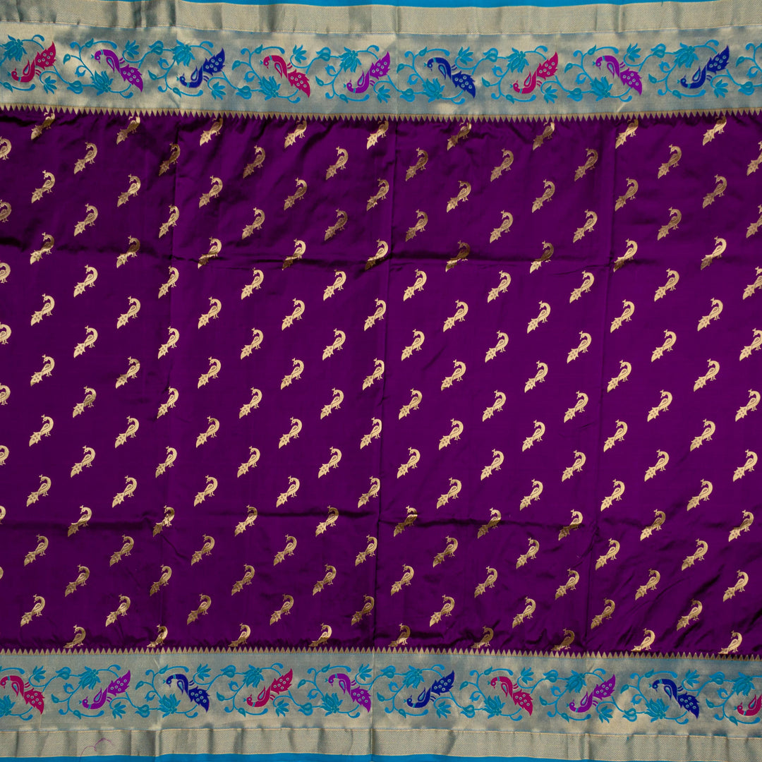 Kuberan Purple Blue Paithani Silk Saree
