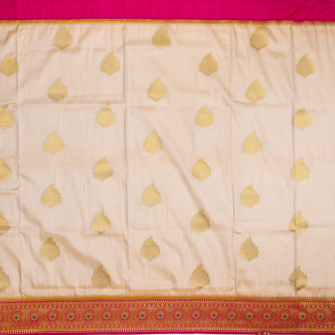 Kuberan silver Cream Red Tissue Paithani Semi Silk Saree