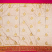 Kuberan silver Cream Red Tissue Paithani Semi Silk Saree