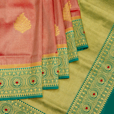 Kuberan Pink Green Tissue Paithani Semi Silk Saree