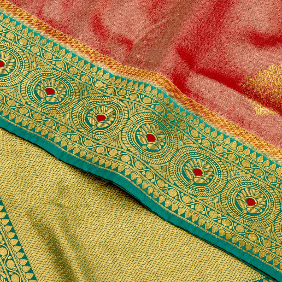 Kuberan Pink Green Tissue Paithani Semi Silk Saree