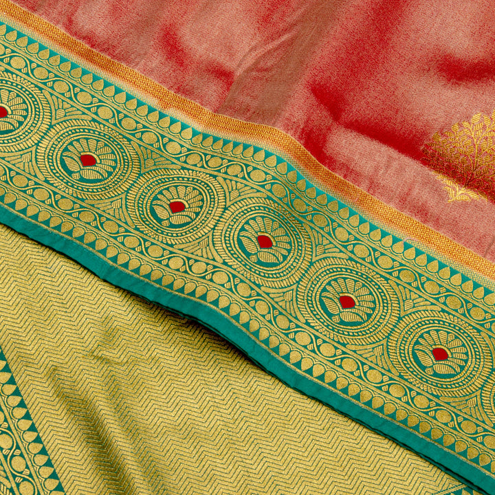 Kuberan Pink Green Tissue Paithani Semi Silk Saree