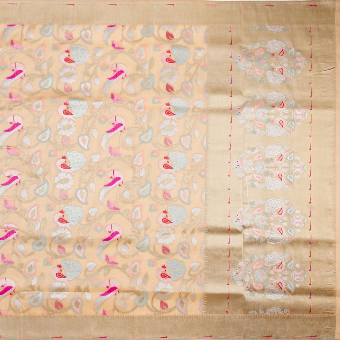 Kuberan Cream  Tissue Paithani Semi Silk Saree