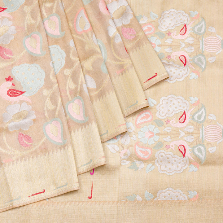 Kuberan Cream  Tissue Paithani Semi Silk Saree