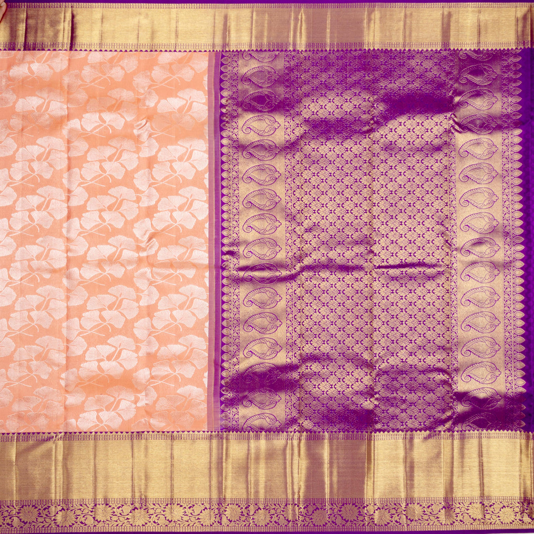 Kuberan Peach Purple Pure Kanchivaram Silk Saree
