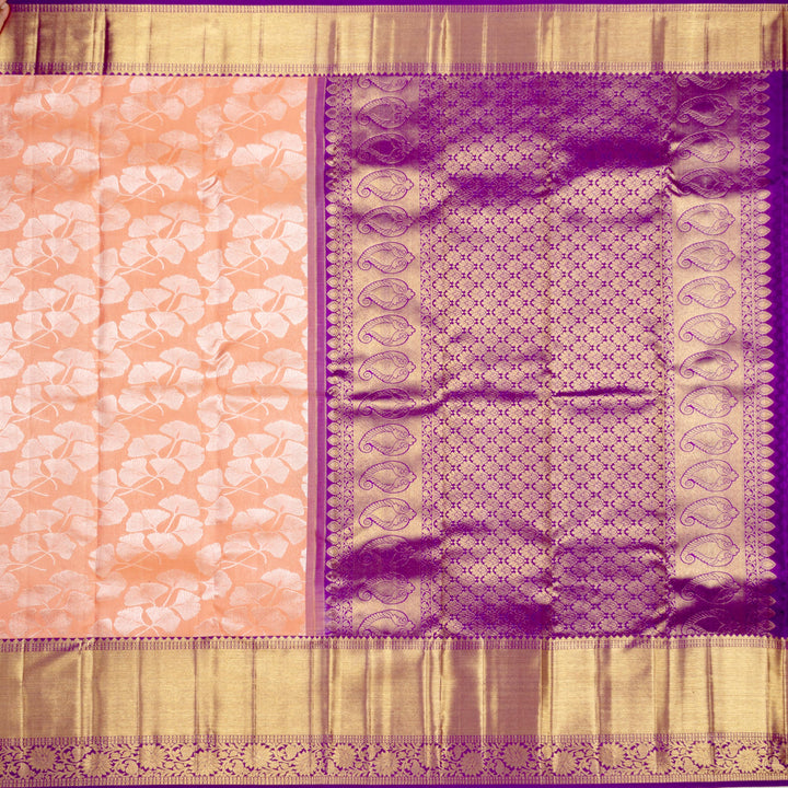 Kuberan Peach Purple Pure Kanchivaram Silk Saree