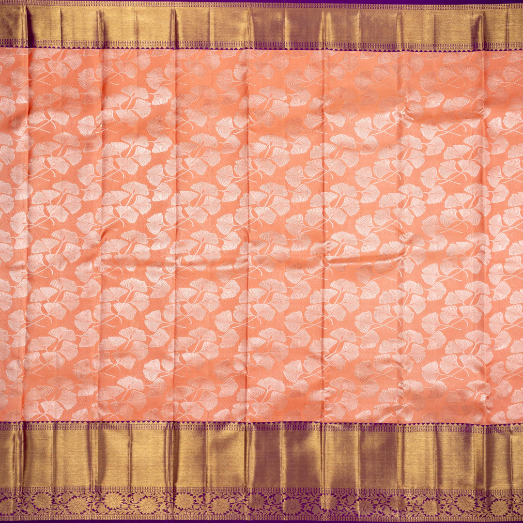 Kuberan Peach Purple Pure Kanchivaram Silk Saree