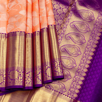 Kuberan Peach Purple Pure Kanchivaram Silk Saree