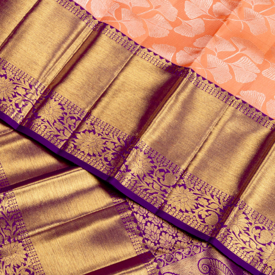 Kuberan Peach Purple Pure Kanchivaram Silk Saree