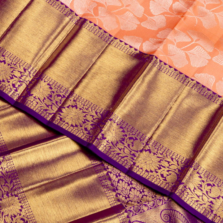 Kuberan Peach Purple Pure Kanchivaram Silk Saree