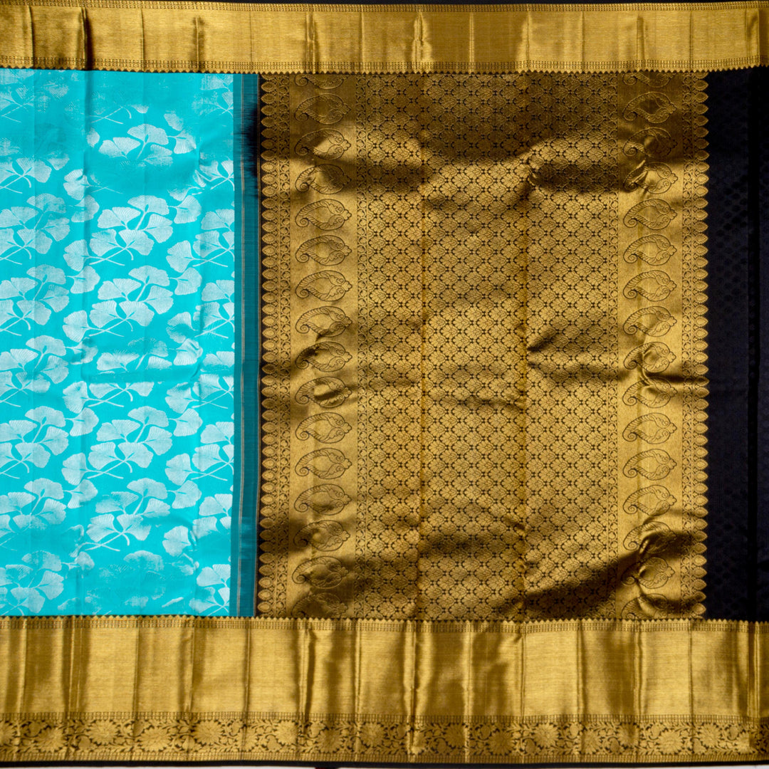 Kuberan Sky Blue Pure Kanchivaram Silk Saree