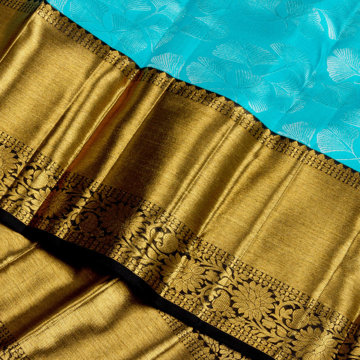 Kuberan Sky Blue Pure Kanchivaram Silk Saree