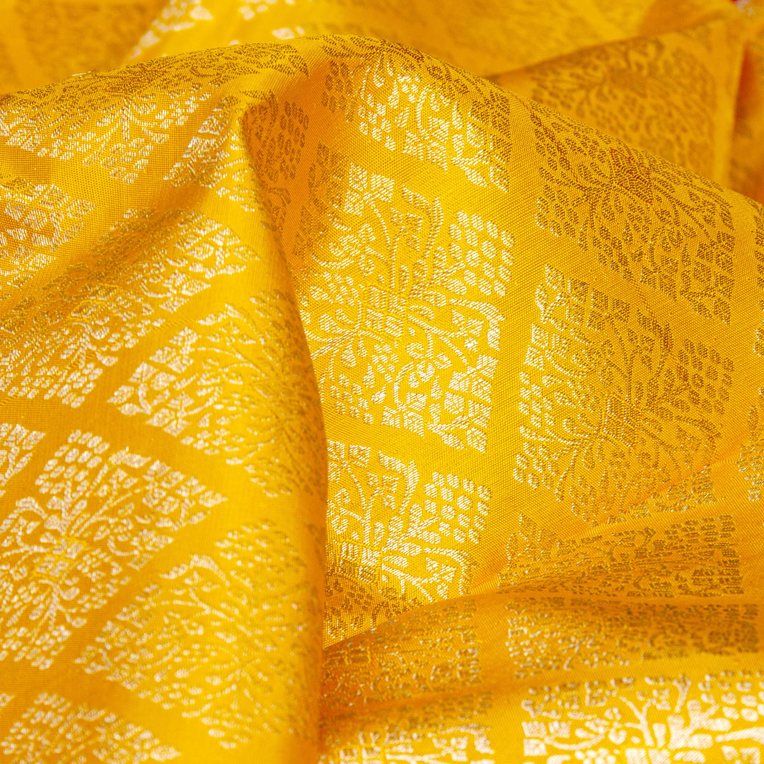Kuberan Yellow Pink Pure Kanchivaram Silk Saree