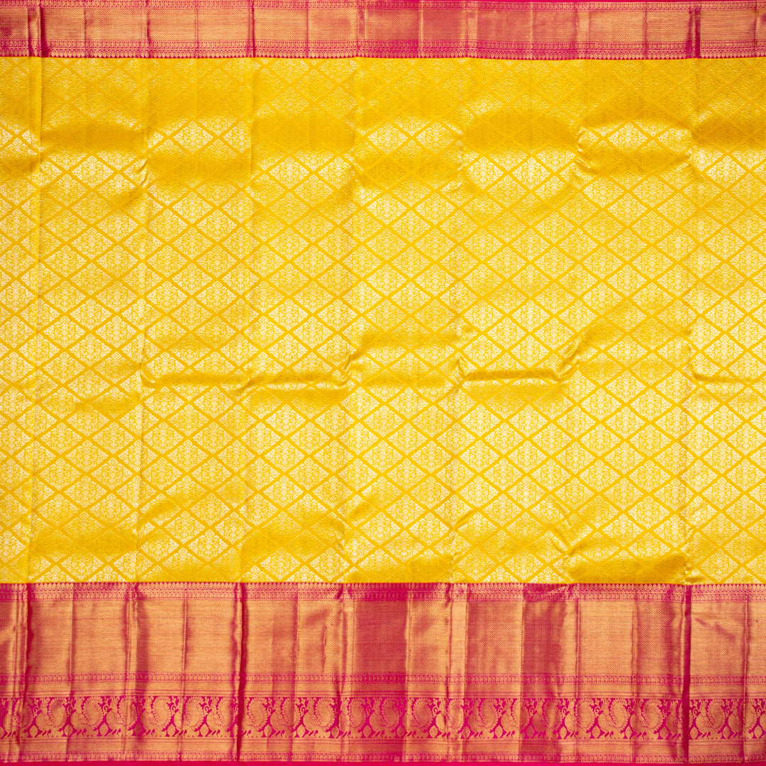 Kuberan Yellow Pink Pure Kanchivaram Silk Saree