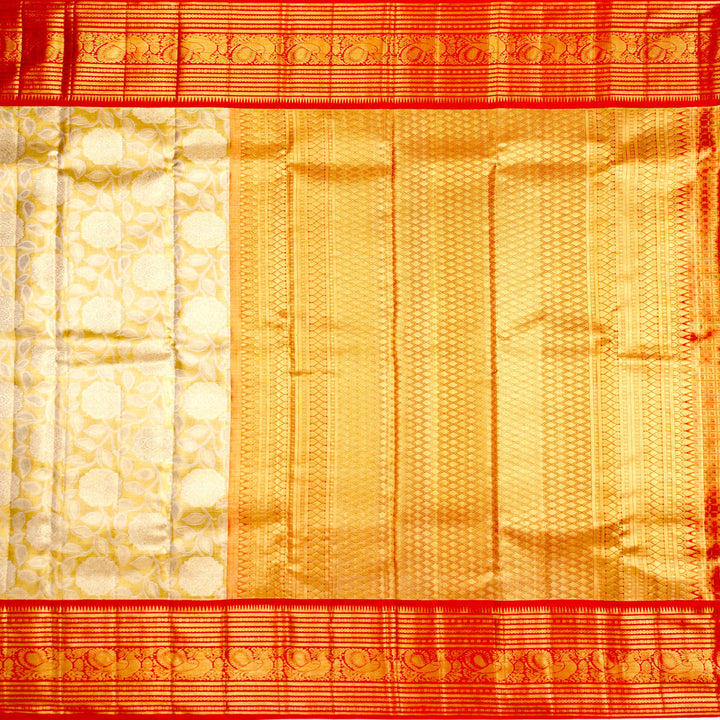 Kuberan Golden Red Pure Kanchivaram Silk Saree