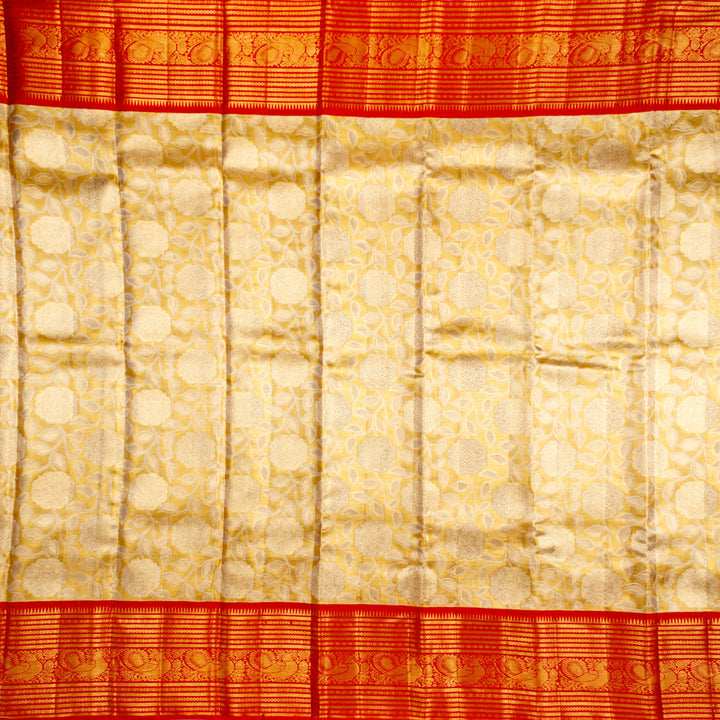 Kuberan Golden Red Pure Kanchivaram Silk Saree