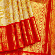 Kuberan Golden Red Pure Kanchivaram Silk Saree