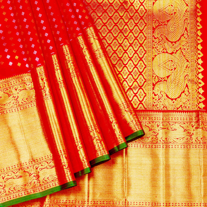 Kuberan Red Pure Kanchivaram Silk Saree