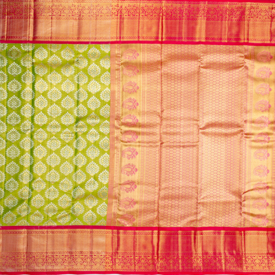 Kuberan Green Pink Pure Kanchivaram Silk Saree