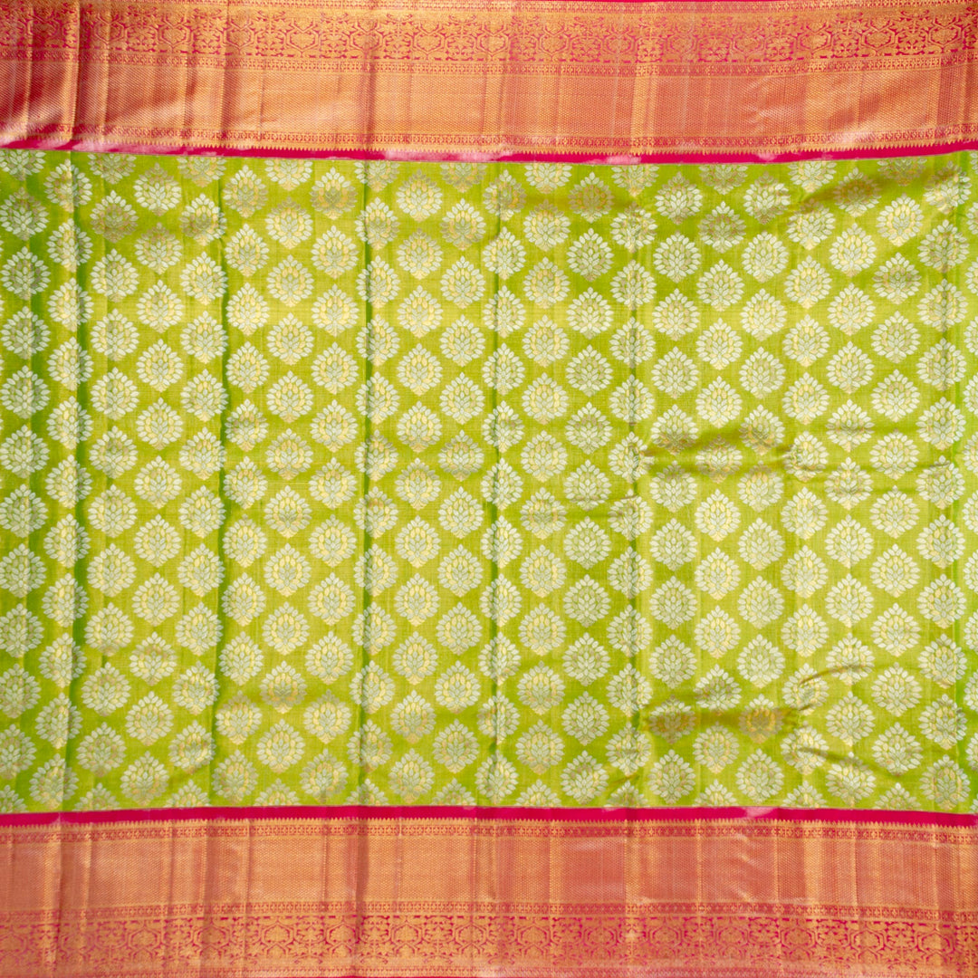 Kuberan Green Pink Pure Kanchivaram Silk Saree