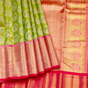 Kuberan Green Pink Pure Kanchivaram Silk Saree