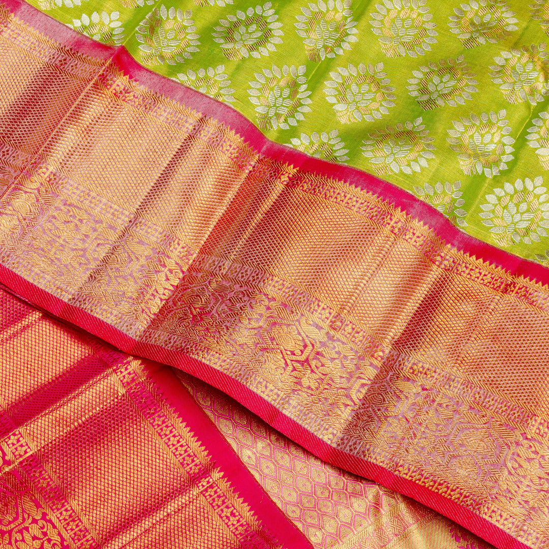 Kuberan Green Pink Pure Kanchivaram Silk Saree